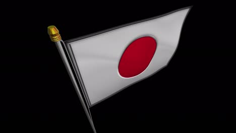 video de bucle de la bandera japonesa de plata video bucle revoloteando en el viento, video en cámara lenta 4k uhd con canal alfa.