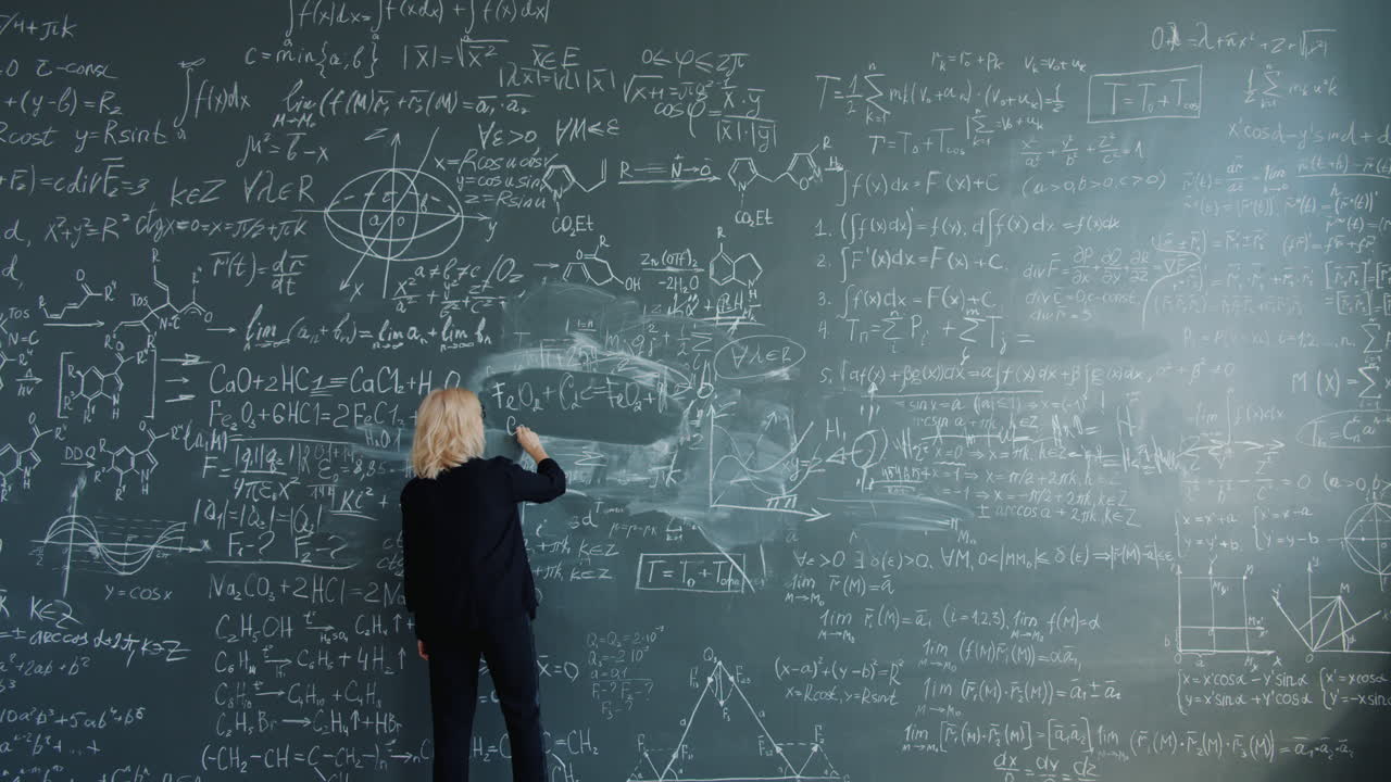 Woman Writing Equations on a Chalkboard