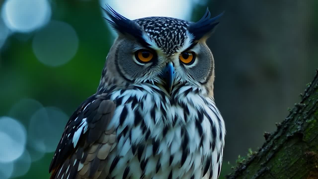 búho posado en una rama, girando la cabeza en varias direcciones, mostrando su aguda vista y naturaleza curiosa
