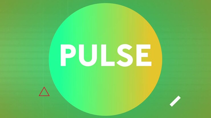 Forming central PULSE logo from white fragment entry, circle reveal in gradient scene with accents