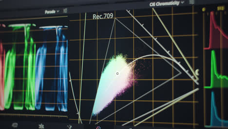 Interfaz-De-Alcances-De-Corrección-De-Color-De-Edición-De-Video-En-El-Monitor-De-La-Computadora