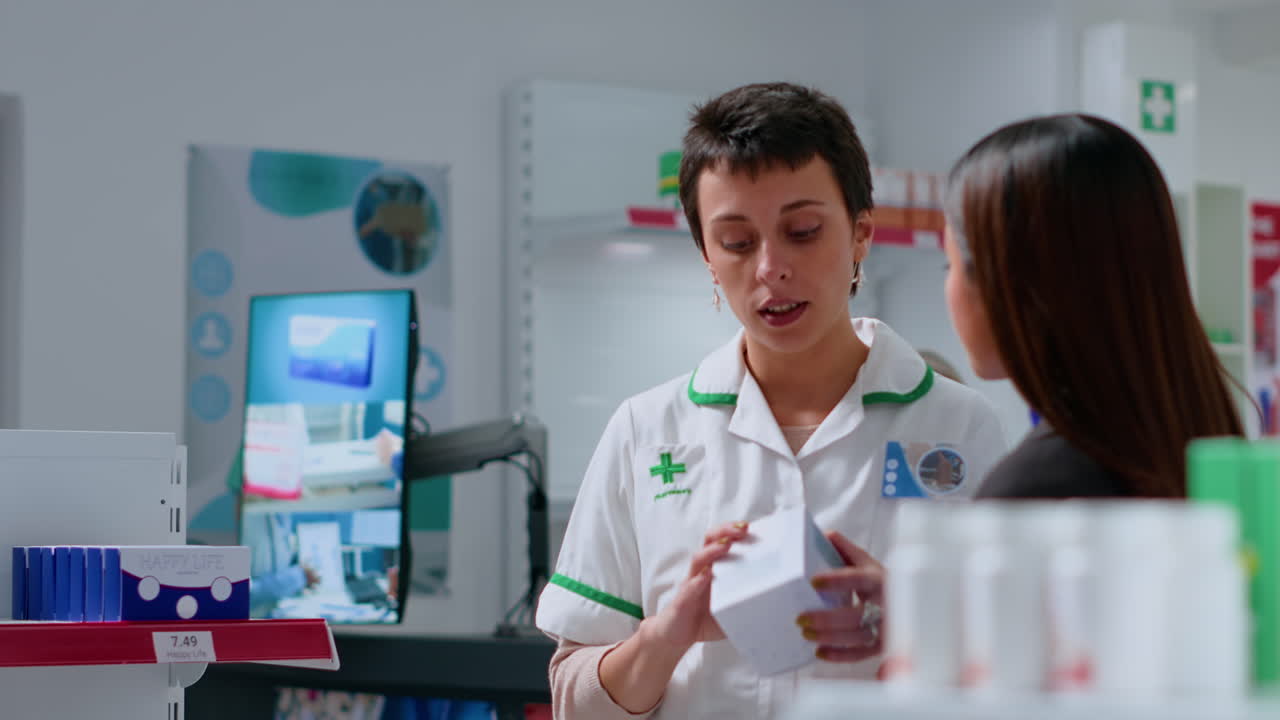 약사는 고객에게 알로에 베라를 제공합니다.