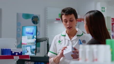 pharmacist offers client aloe vera