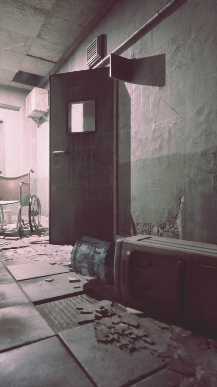 заброшенный коридор больницы.