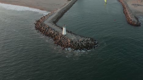 aerial view of walton light house, santa cruz california, highway 1