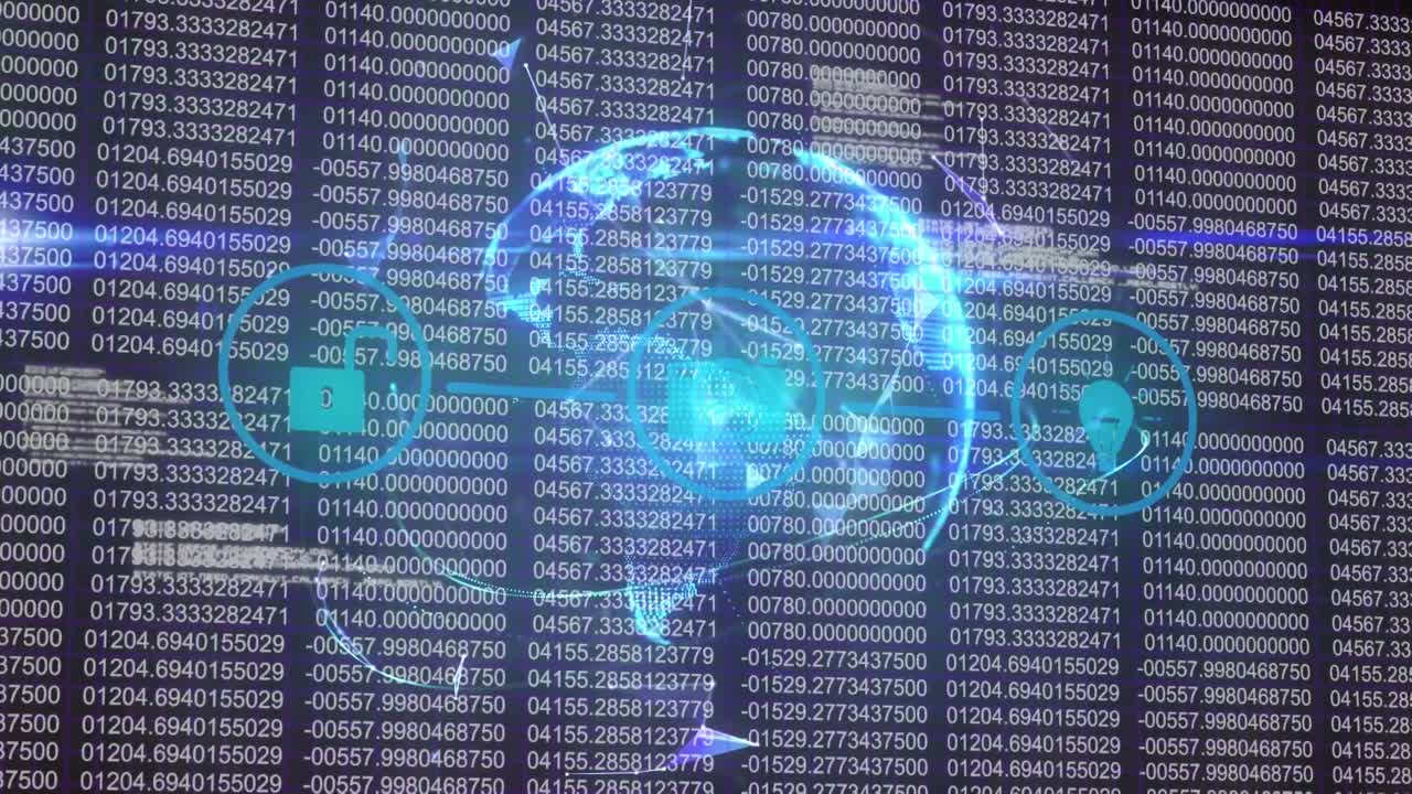 Animation of networks of connections and data processing over globe