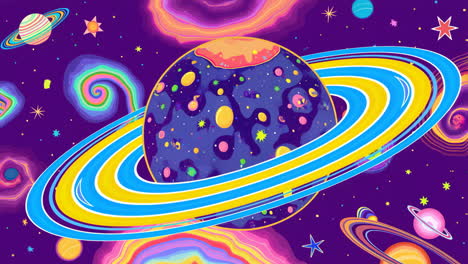 colorful cartoon planet in space