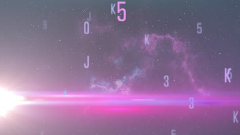 animación de letras y números flotantes sobre fondo negro