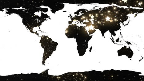 world map against shimmering star background
