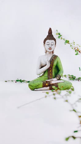 green buddha statue on white background