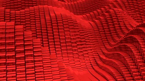 superficie ondulada con cubos rojos brillantes de primer plano de animación de fondo