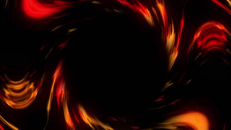 abstract orange, yellow and red swirl graphic with black center for title animation or copy space - loops endlessly