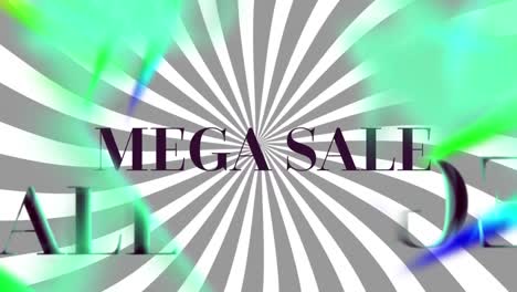 Animation-of-mega-sale-text-and-shapes-on-gray-and-white-background