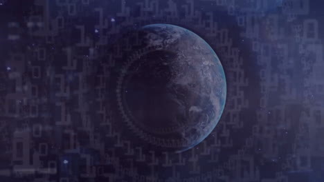 animation of stars and binary coding over globe