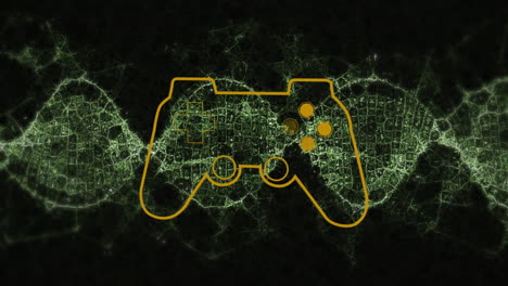 animación de la almohadilla de juego sobre las ondas en un fondo digital negro