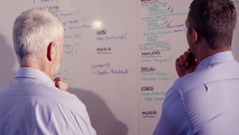 thoughtful businessmen looking the board