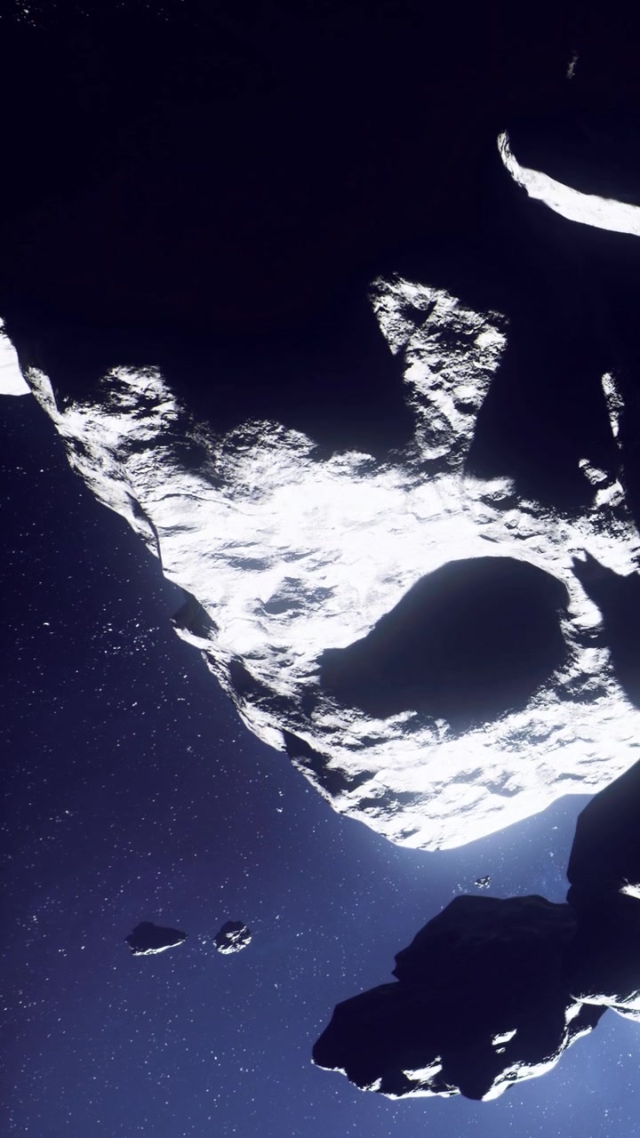 Esplorazione di una scura fascia di asteroidi nello spazio profondo durante un evento cosmico.