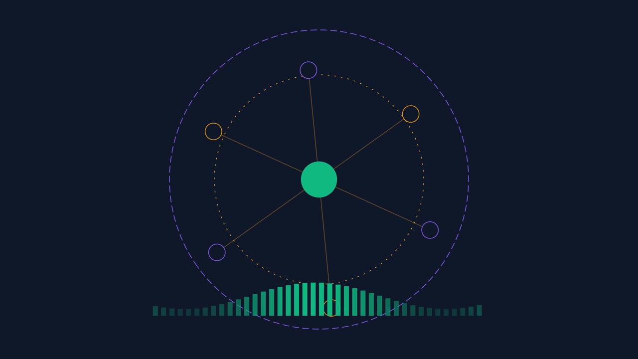 Abstract Digital Network Visualization with Pulsing Audio Waveform