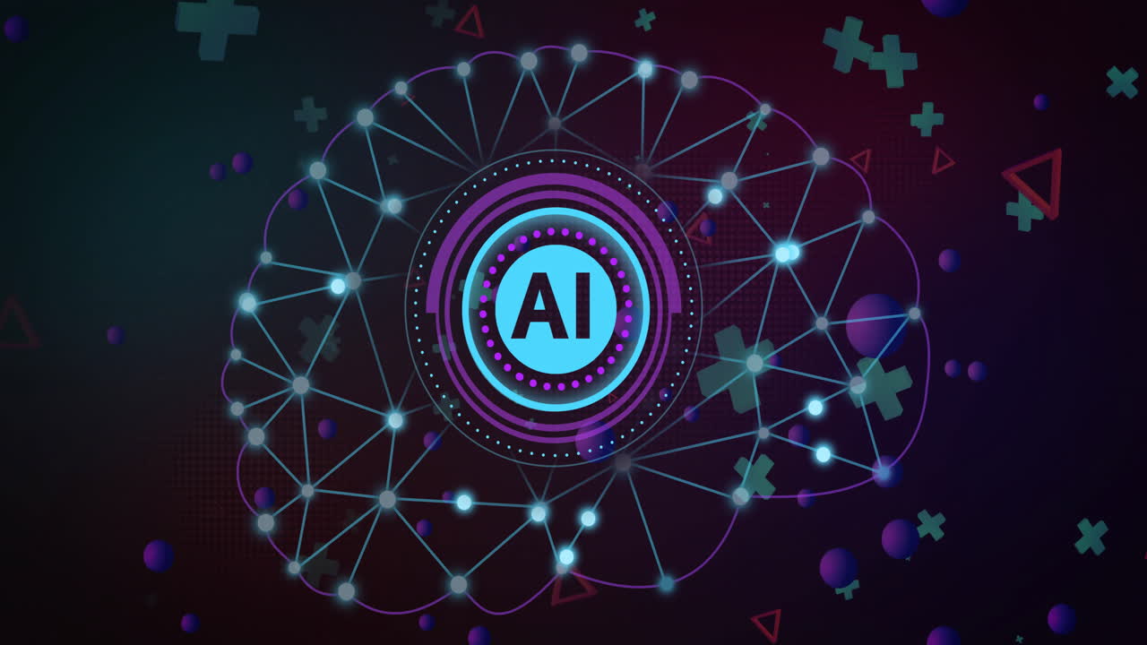 Animation of ai brain and data processing over computer servers