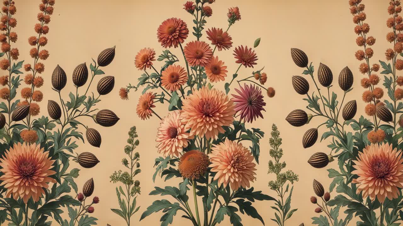 Floral arrangement of autumn flowers in vintage style
