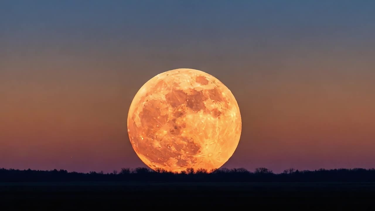 A Stunning Display of a Full Moon on the Horizon: Captivating Views of the Night Sky with the Moon Illuminating the Twilight Landscape