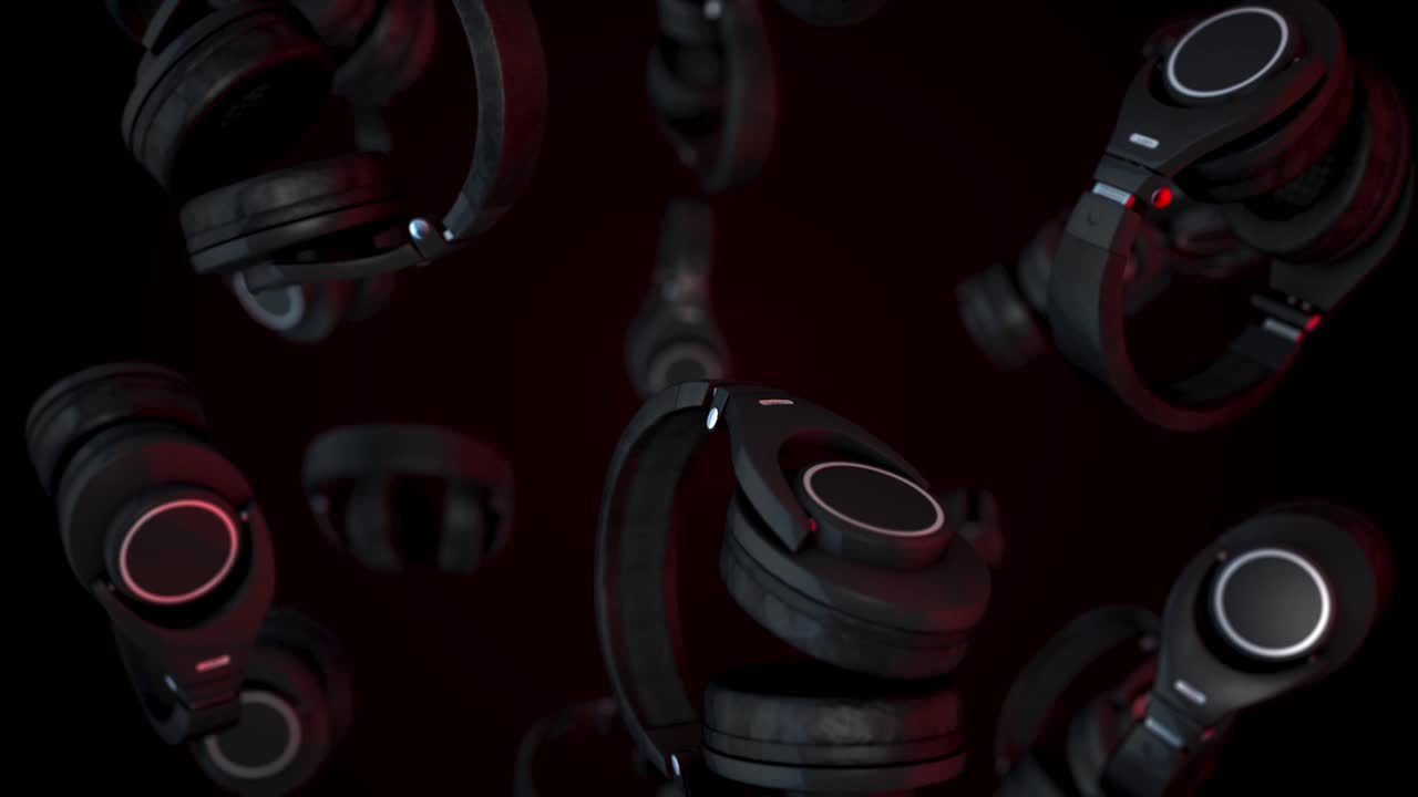 auriculares negros cayendo sobre un fondo rojo