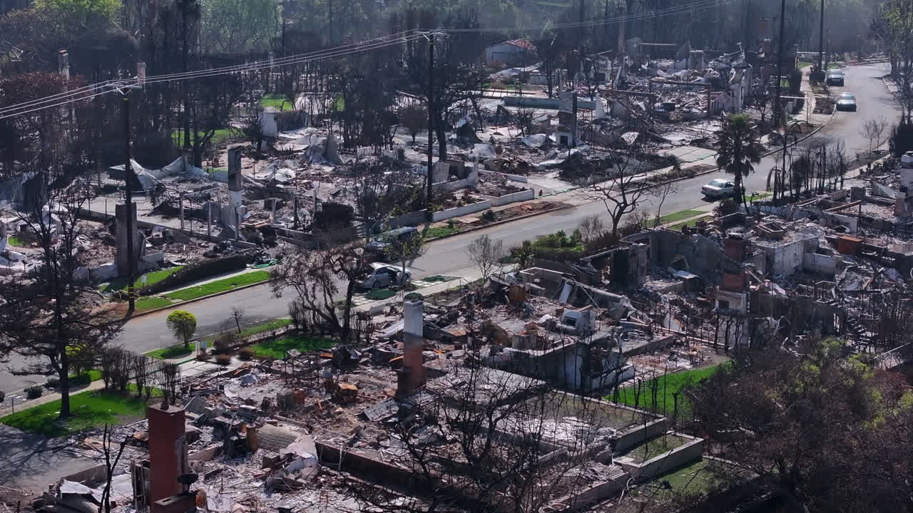 Aftermath of a Devastating Wildfire in a Residential Neighborhood