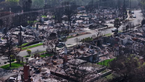 aftermath of a devastating wildfire in a residential neighborhood