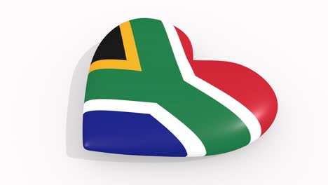 corazón con colores y símbolos de sudáfrica en fondo blanco, bucle