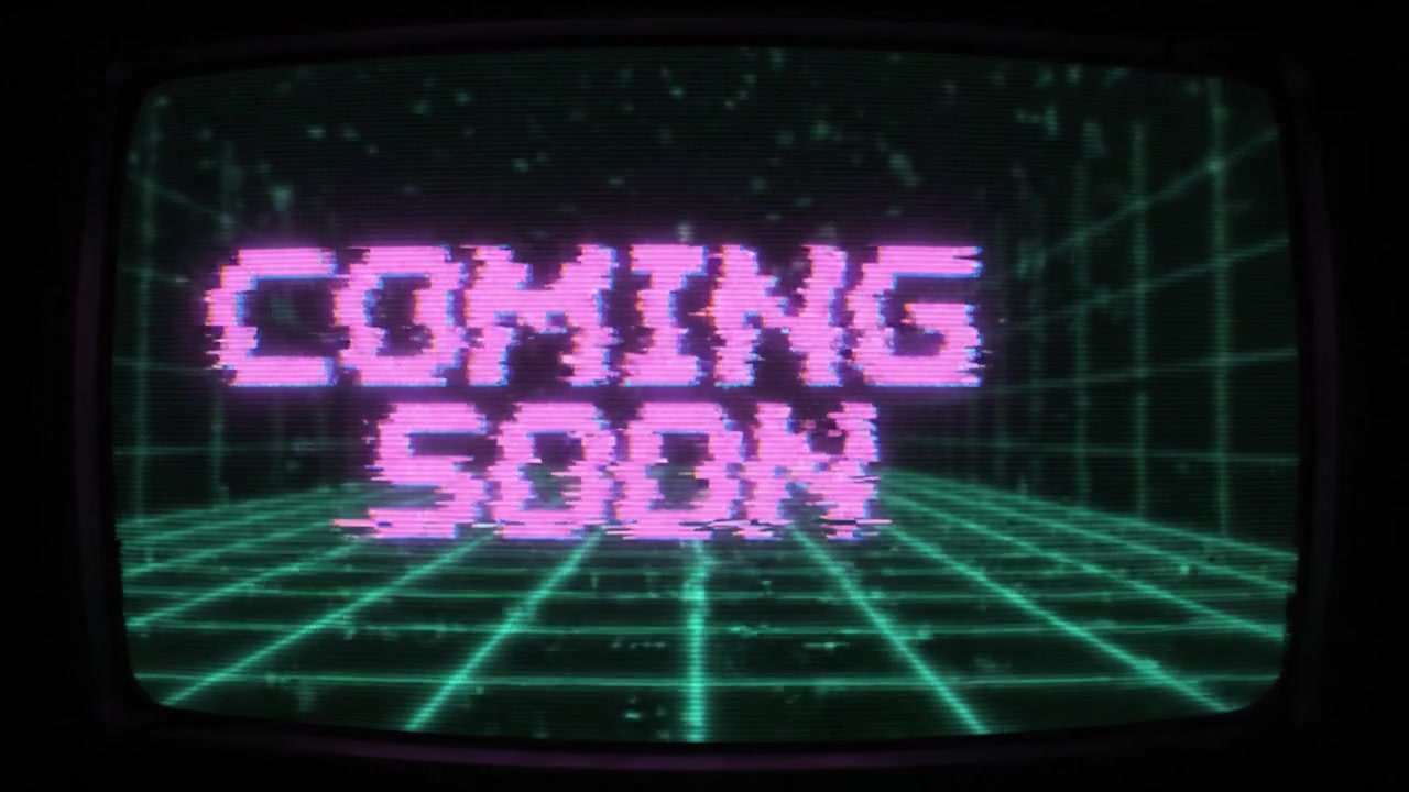 Retro-Style Announcement: A Glimpse into the Future with a Nostalgic Visual of 'Coming Soon' Displayed on an Old-School Monitor with Vibrant Neon Graphics