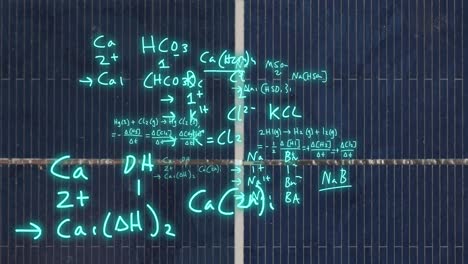 animación de ecuaciones matemáticas sobre paneles solares