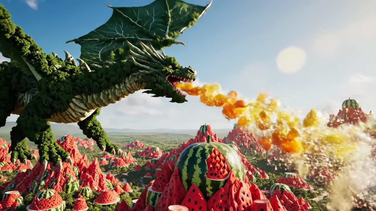 A Dragon Made of Vegetation and a Landscape of Watermelons