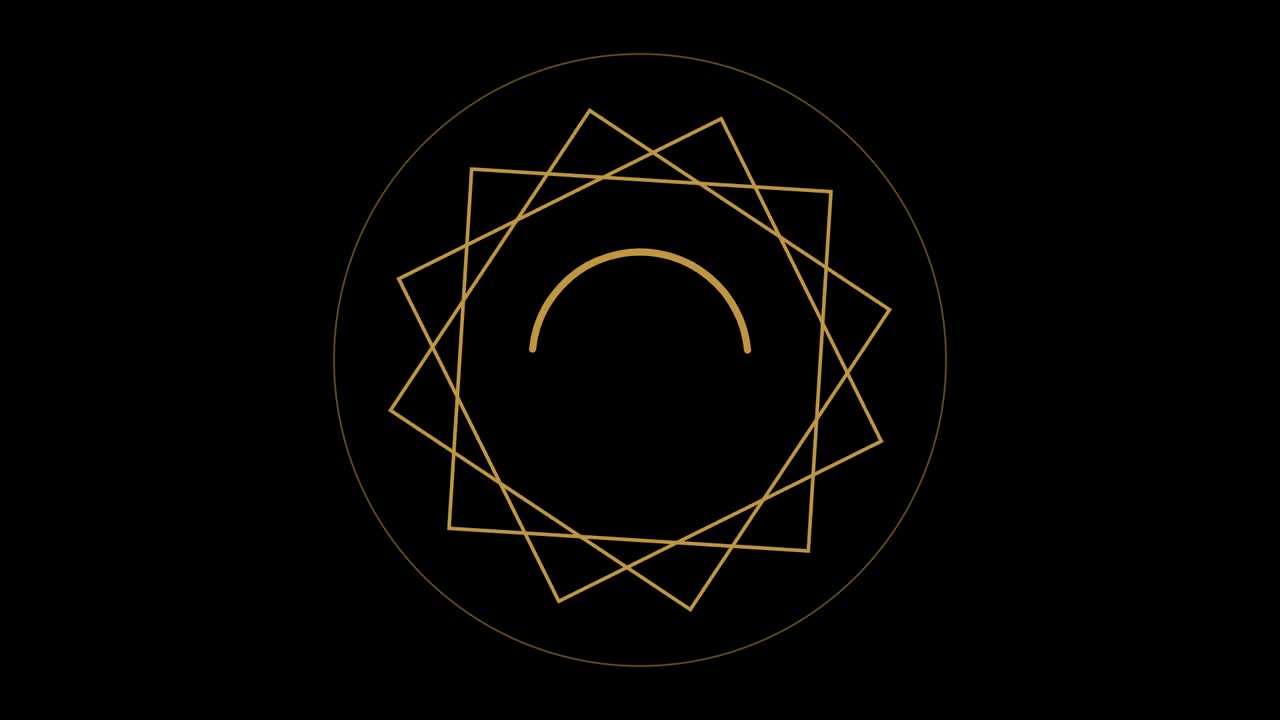 Rendering 3D di una spirale della sezione aurea con wireframe geometrico rotante su sfondo scuro, che crea un'animazione astratta progettata per elementi visivi di design, motion graphics e sovrapposizioni video.