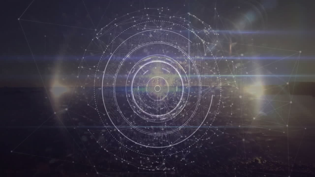 풍경 위의 연결의 지구와 함께 범위 스캔의 애니메이션