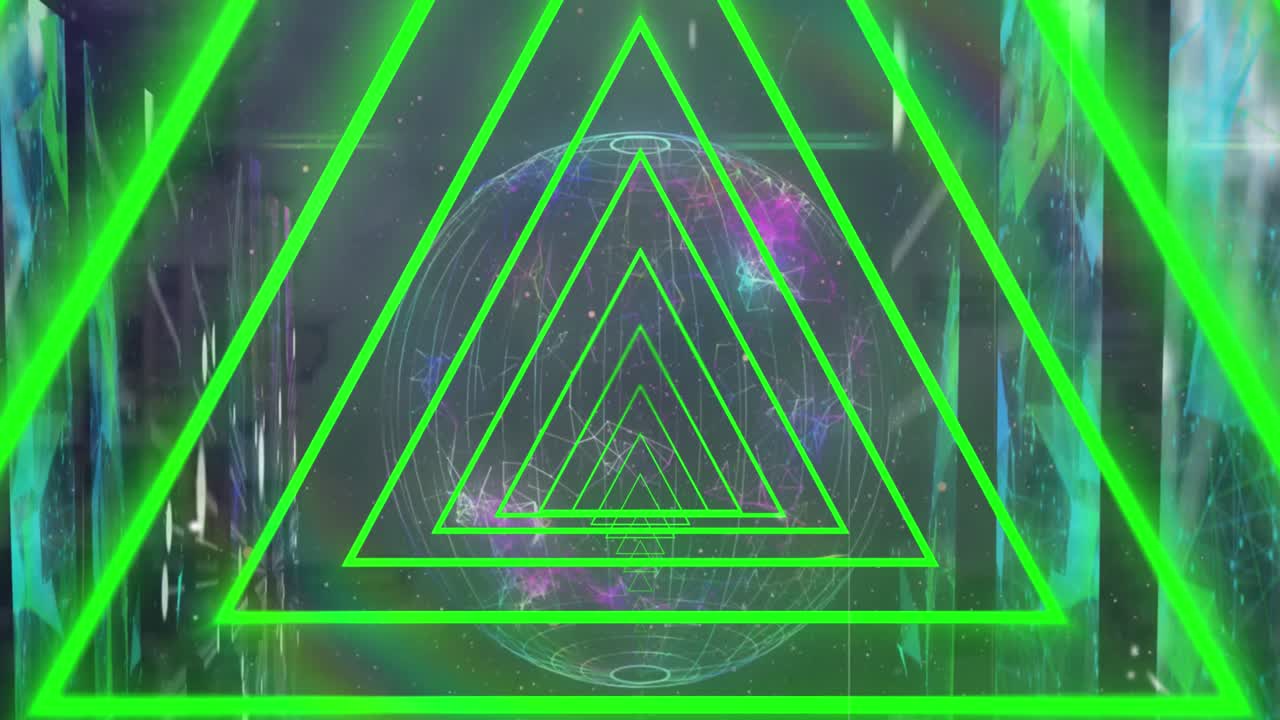 animación de formas de neón sobre el globo sobre un fondo negro