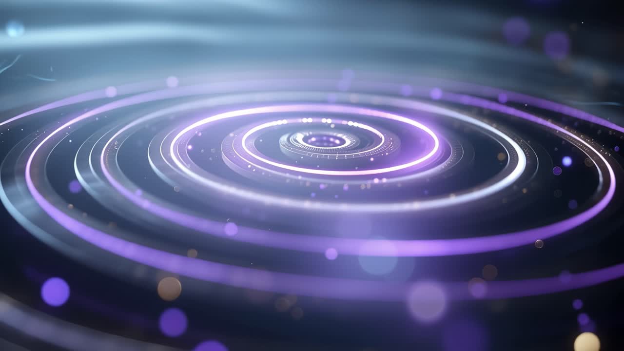 Abstract Glowing Purple Spiral with Bokeh Light Particles