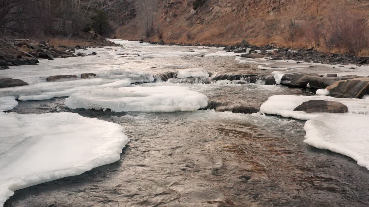 vistas aéreas de cuerpos de agua congelados en las áreas cercanas a boulder y nederland colorado