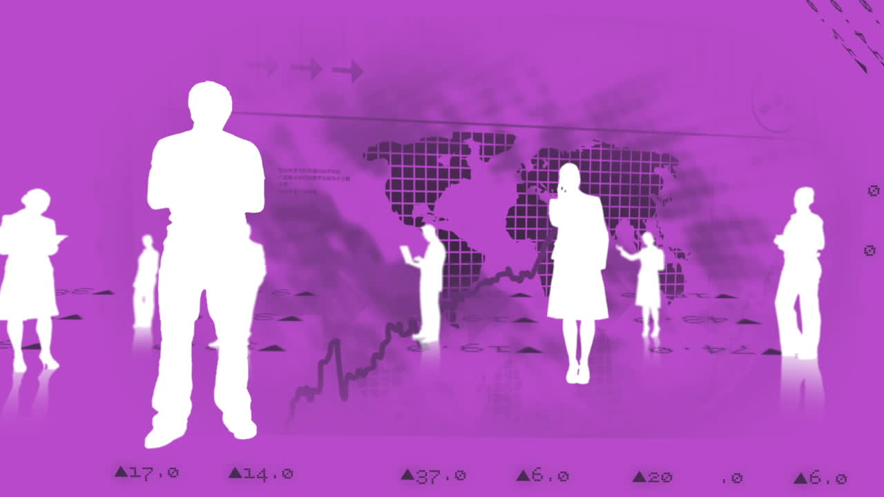 siluetas de hombres de negocios contra gráficos del mercado de valores