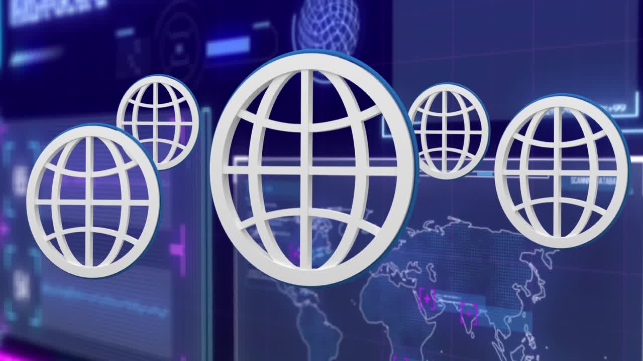 Animation of digital icons and data processing on interface