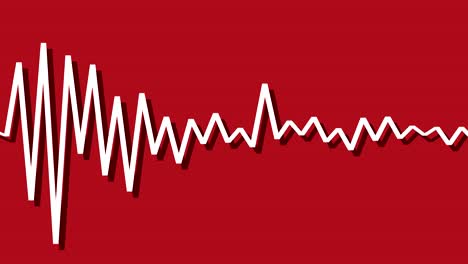 equalizador de espectro de audio abstracto línea única con sombra en fondo rojo brillante