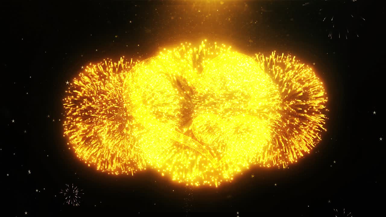 Golden Hearts with Fireworks