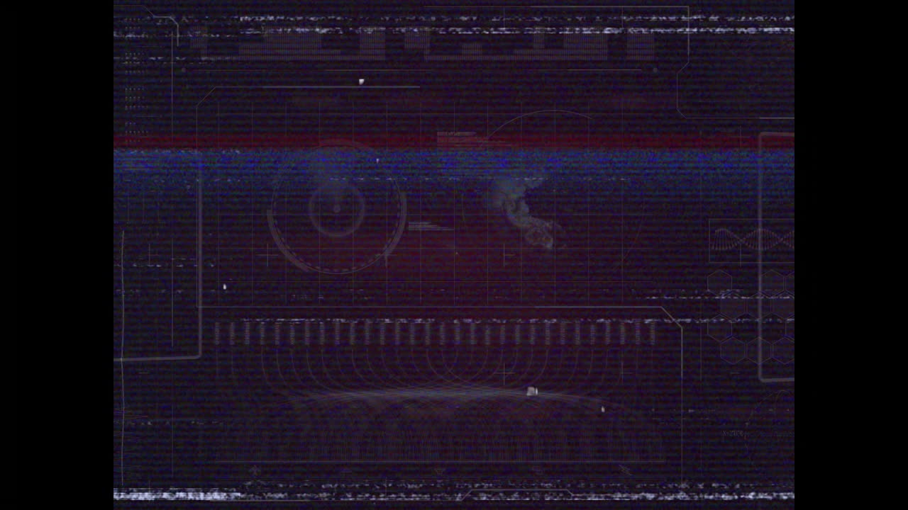 Animation of abstract shapes and distorted lines with digital glitch effect