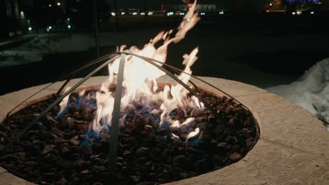 wide shot of a striking firepit