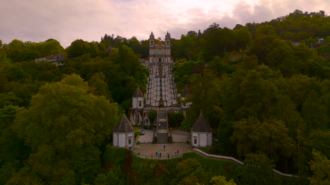 Bom Jesus do Monte with tourists in Braga, serene atmosphere