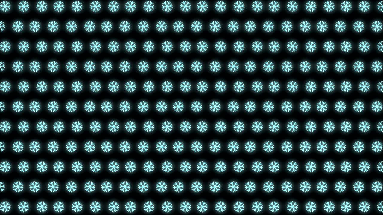 fondo de patrón navideño de neón de copo de nieve en animación de bucle blanco y negro