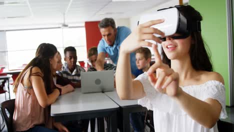 Schoolgirl-using-virtual-reality-headset-4k