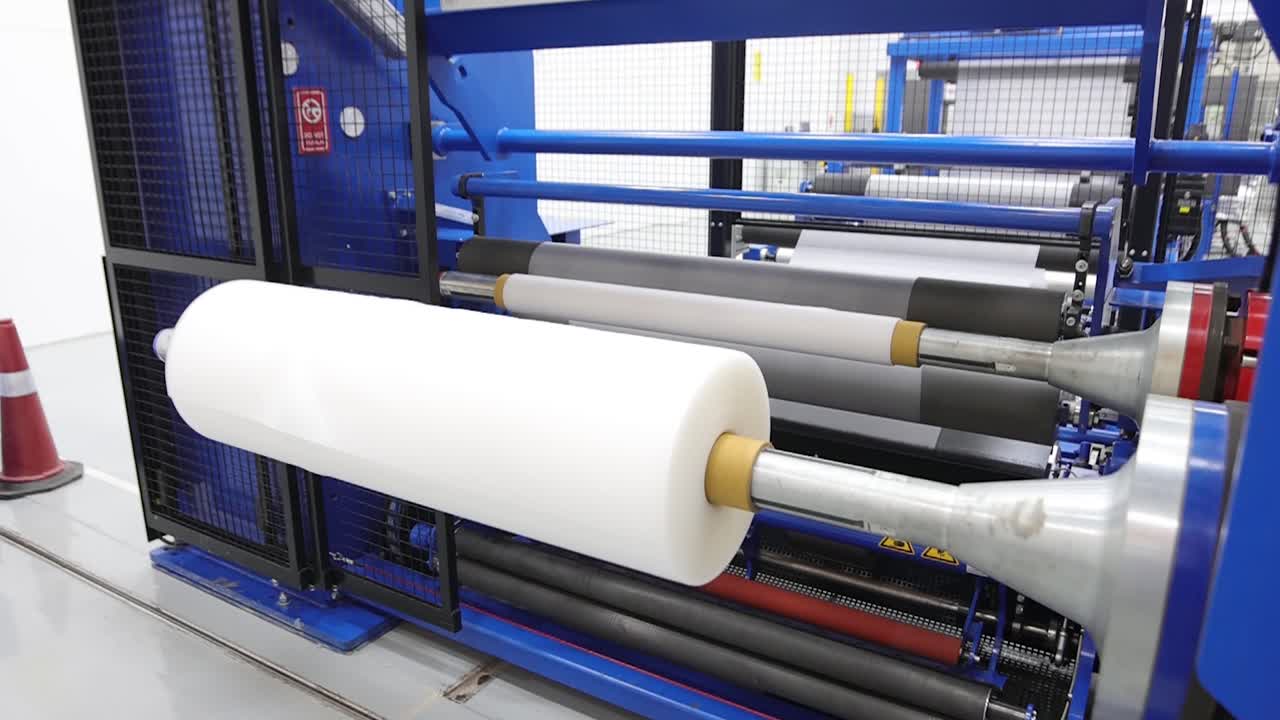 Automatic door closes when EVA film roll is full