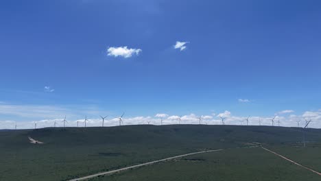 drone video of wind turbines at the morro do chapéu wind farm, brazil