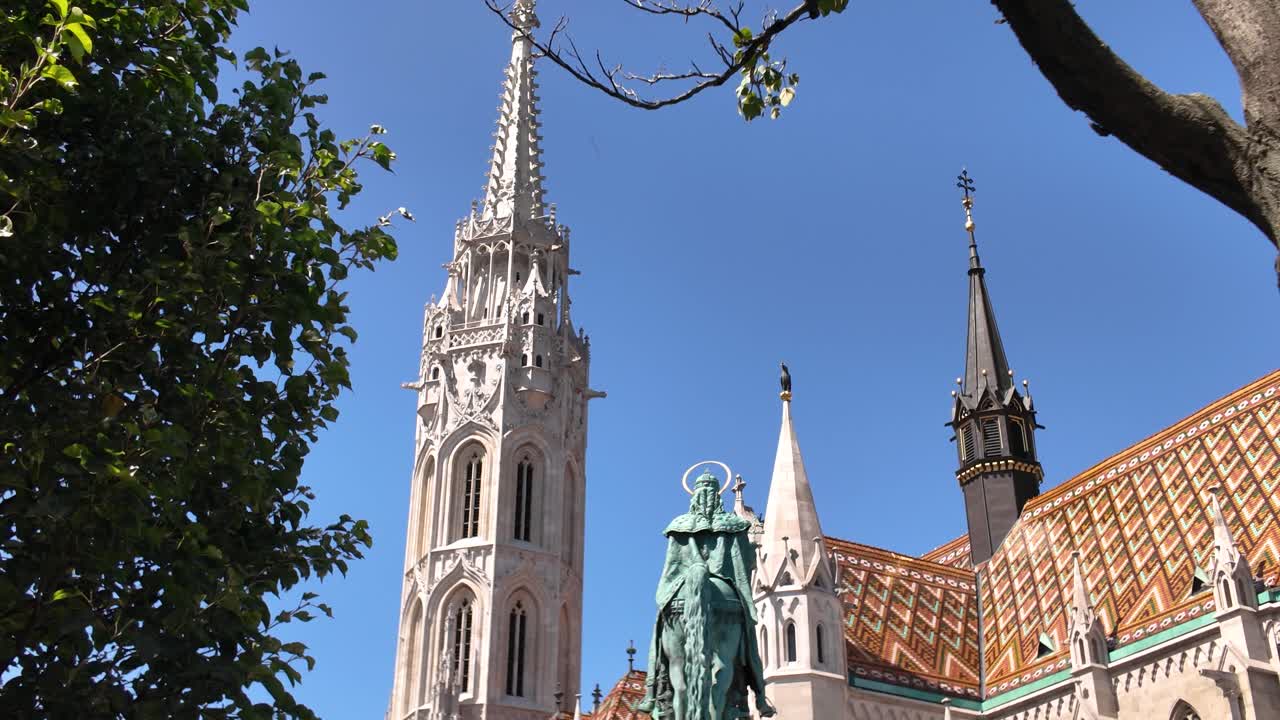 Gothic Matthias Church with colorful tiled roof in Budapest Hungary