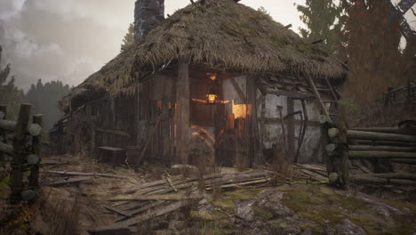 An-old-village-with-wooden-dilapidated-houses